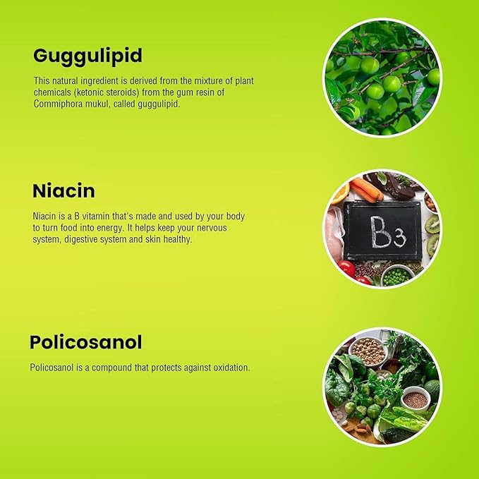 Natural Supplement with CoQ10, Red Yeast Rice, Niacin, Policosanol and Guggul. The Natural Way. by New Health Plus 60 MG Co-Q10 (120 caps)