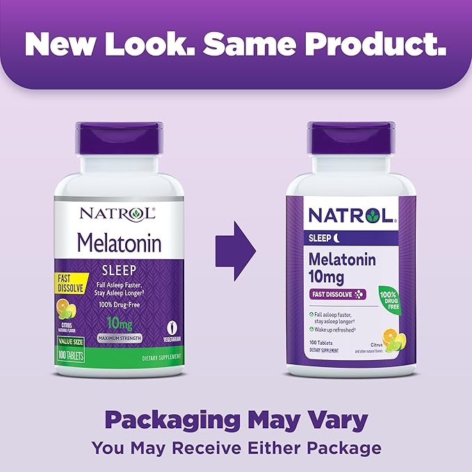Natrol Fast Dissolve Melatonin 10 mg, Melatonin Supplements for Restful Sleep, Sleep Support for Adults, 100 Citrus-Flavored Tablets, Up to a 100 Day Supply