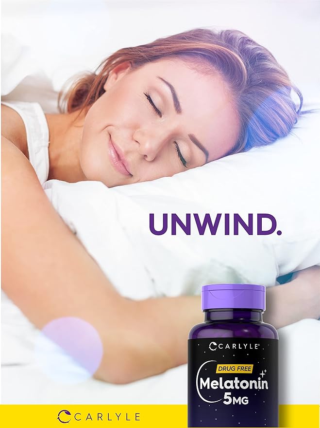 Carlyle Melatonin 5mg | 300 Tablets | Drug Free Supplement | Vegetarian, Non-GMO, Gluten Free