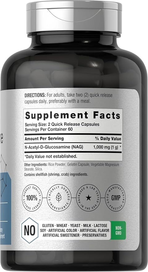Horbaach N-Acetyl Glucosamine 1000 mg | 120 Capsules | N-A-G Supplement Pills | Non-GMO & Gluten Free