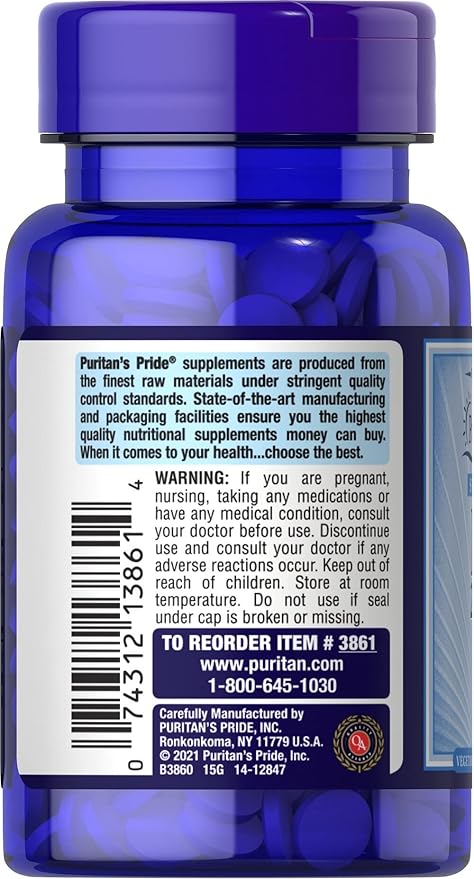 Puritan's Pride Vitamin B-12 2500 mcg Sublingual Microlozenges, White, 100 Count