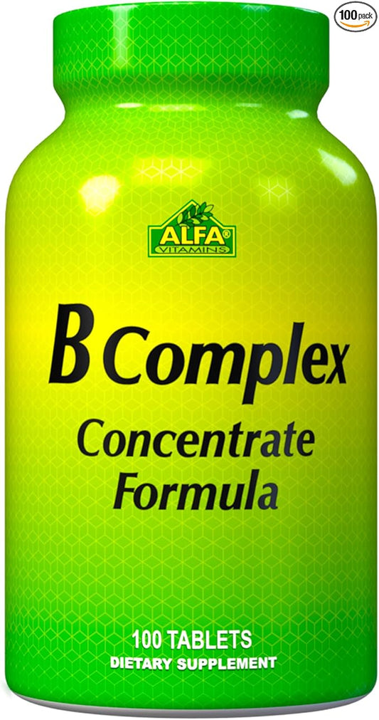 ALFA VITAMINS B Complex Formula - Daily Nutritional Supplement - B Vitamins for a Healthier Heart and Nervous System, and Natural Energy Increase - 100 Tablets