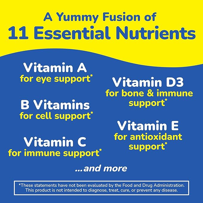 L’il Critters Gummy Vites No Sugar Added Daily Gummy Multivitamin for Ages 2+ Toddlers & Kids, Vitamin C, D3 for Immune, Strawberry and Orange Flavors, 100 Gummies