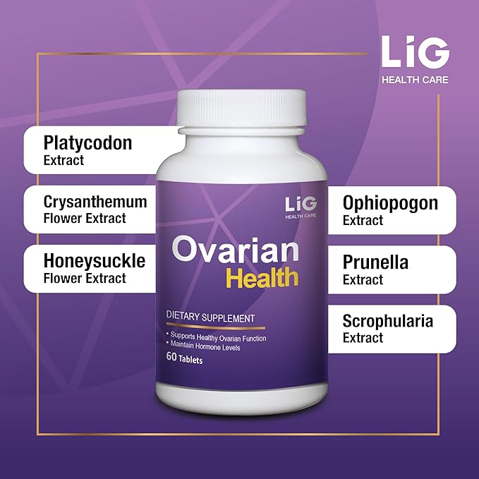 LIG Ovarian Health - Natural Supplement (60 Tablets) - Shrink Ovarian Cysts - Balance Hormone Levels - Maintain Ovarian Health - Honeysuckle Flower