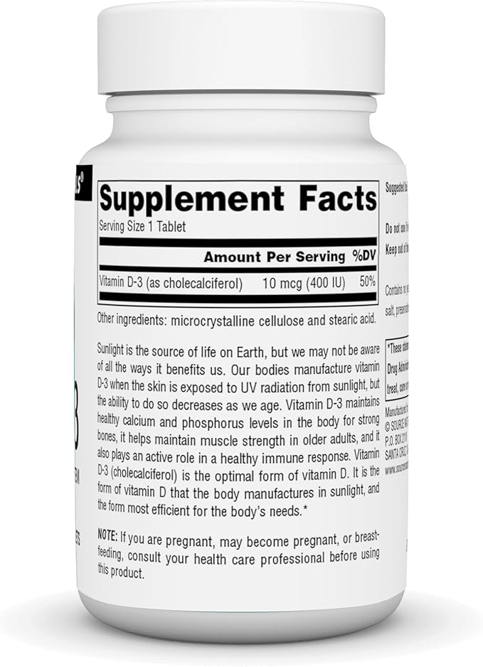 Source Naturals Vitamin D-3 400 IU 200 tablets