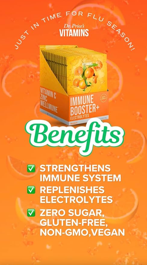 Immune Support + Electrolytes | 1000mg Vitamin C, Zinc & Chromium | Hydration & Wellness Powder | Sugar-Free, Fast-Absorbing Drink Mix | Easy-to-Mix Packets for Daily Use, Travel & Recovery