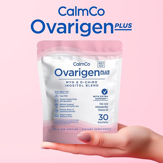 Ovarigen Plus, Myo & D-Chiro Inositol Blend Powder – 40:1 Blend with Folic Acid, Ashwagandha, and Vitamin D3 - Help Manage PCOS Symptom, Hormone Balance, and Natural Fertility Aid, 30 Sachets