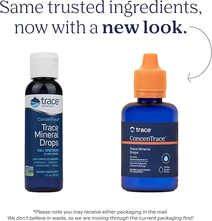 Trace Minerals ConcenTrace Trace Mineral Drops - Liquid Supplement for Bone & Joint Support - Aids Hydration & Electrolyte Restoration - Unflavored, 2 fl oz (24 Servings)