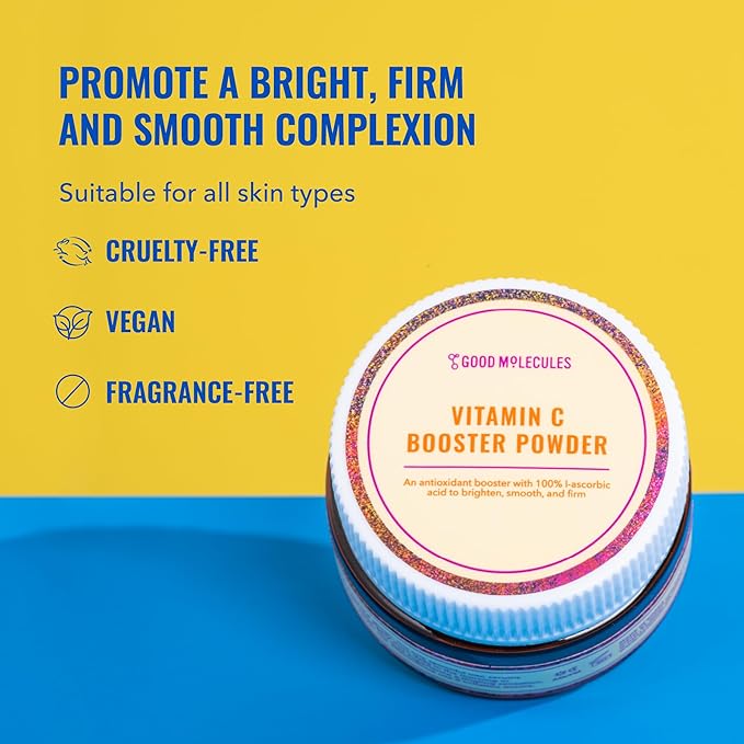 Good Molecules Vitamin C Booster Powder - 100% Pure L-Ascorbic Acid for Firm Skin - Collagen Boosting, Anti-Aging, and Skincare for Face