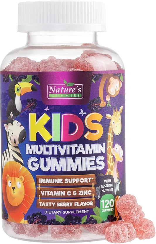 Kids Multivitamin Gummies - Daily Vitamins for Kids, Vitamin C, D3 & Zinc for Immune Support, Strawberry Flavored Gummies, Nature's Toddler & Kid Multi Vitamins, Non-GMO, Gluten Free - 120 Gummies