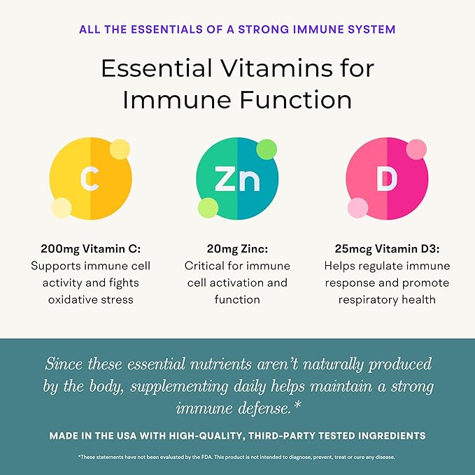 Immune Support Supplement with Vitamin C and Zinc, Sambucus Elderberry, Vitamin D3, Glutathione, Echinacea Capsules - Natural Immune Booster Herbal Supplements - Vegan, Gluten-Free (60ct)