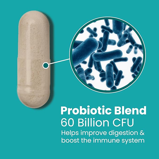 Sanar Naturals Probiotics 60 Billion CFU – 10 Strains + Prebiotics - Supports Immune, Digestive, & Gut Health - Probiotics for Women and Men - Vegan, Non-GMO, Gluten Free, 120 Capsules