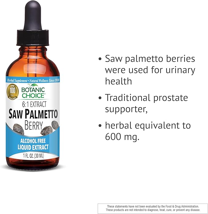 Botanic Choice Saw Palmetto Berry Alcohol Free Liquid Extract, 1 Fluid Ounce