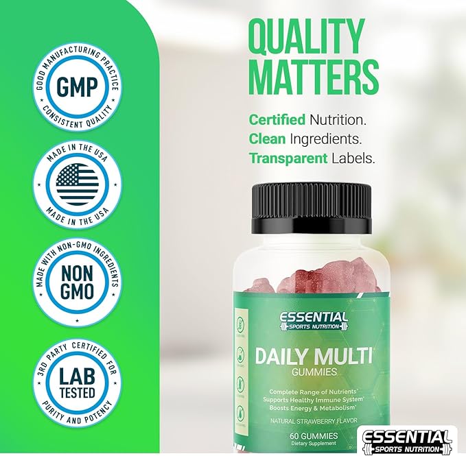 Adult Multivitamin for Men & Women | 60 Gummies | Vitamins A, C, D, E, B-6 and B-12 | 30 Day Supply