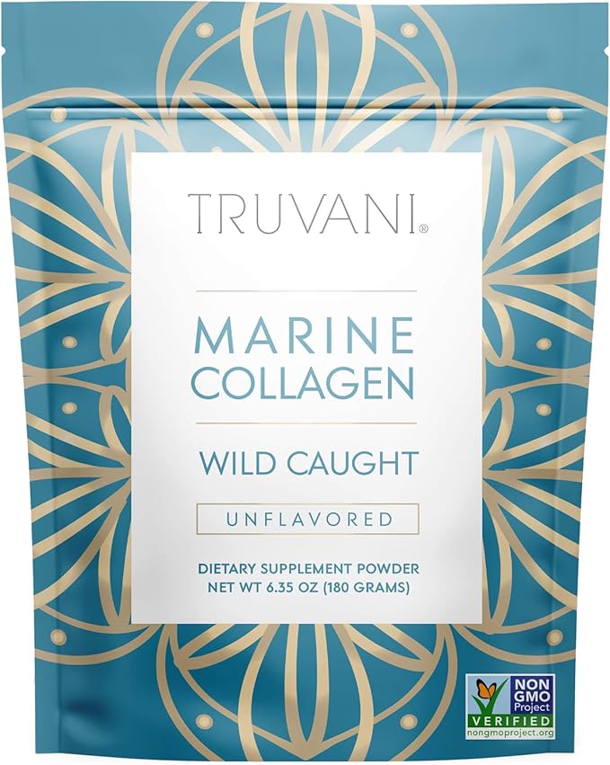 TRUVANI - Wild Caught Hydrolyzed Marine Collagen Protein Powder | Collagen Protein Supplement with Type 1,2 & 3 | Anti-Skin Aging | Non-GMO | Gluten Free Fish Collagen | 6.35 OZ