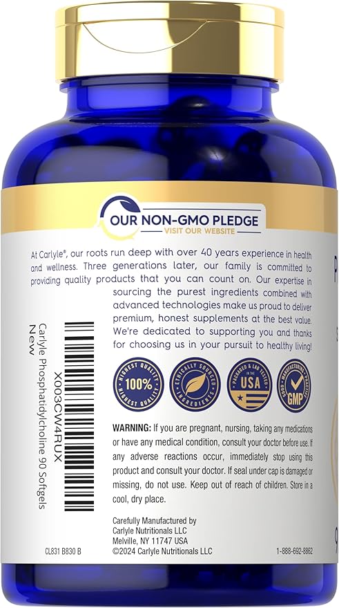 Carlyle Phosphatidyl Choline Supplement | 3,800mg | 90 Quick Release Softgels | Non-GMO & Gluten Free