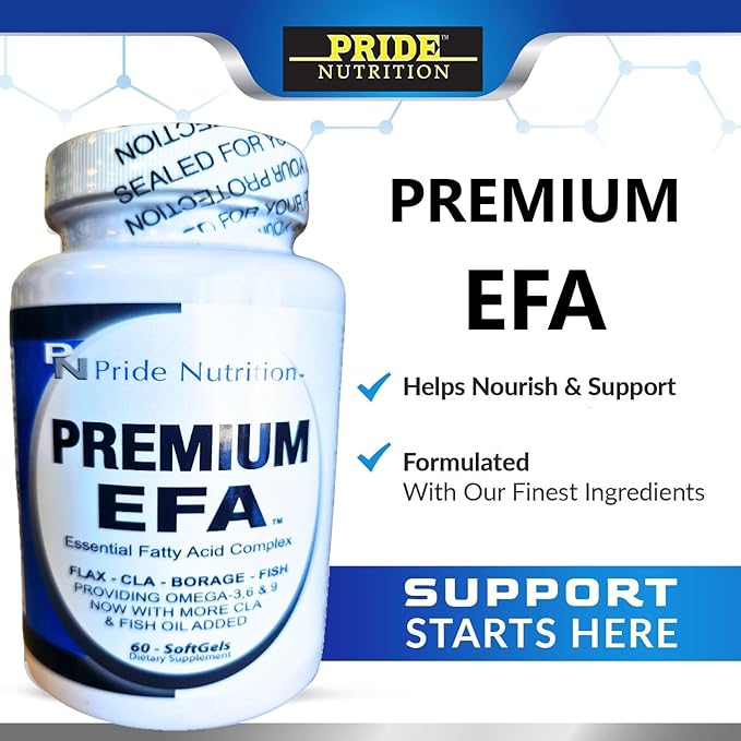 Premium EFA Omega 3-6-9 Supplement for Men and Women 5 in 1 - EPA, DHA, GLA, ALA & CLA Essential Fatty Acids with Fish Oil - Softgel Pills