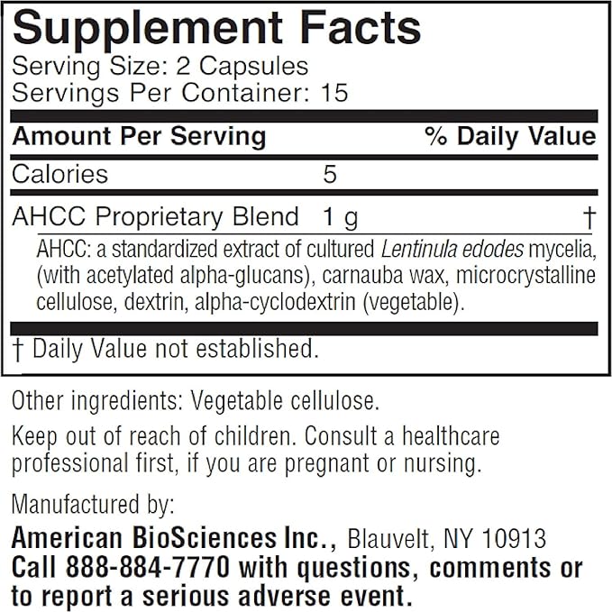 ImmPower, AHCC Mushroom Extract Immune System Support - Immune Support Supplement for Adults - Supports Cytokine Function - 30 Vegetarian Capsules, 500mg/capsule