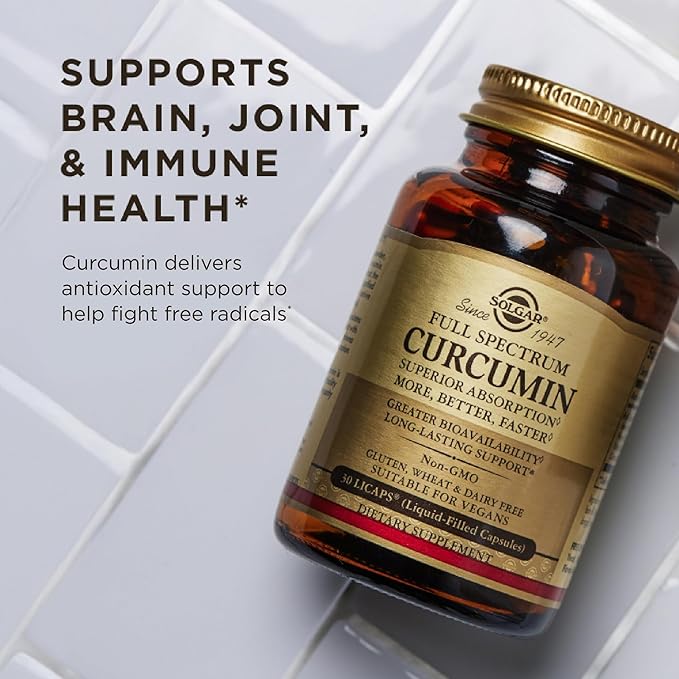 Solgar Full Spectrum Curcumin - 60 LiCaps - Superior Absorption - Brain, Joint & Immune Health - Non-GMO, Vegan, Gluten Free, Dairy Free - 60 Servings