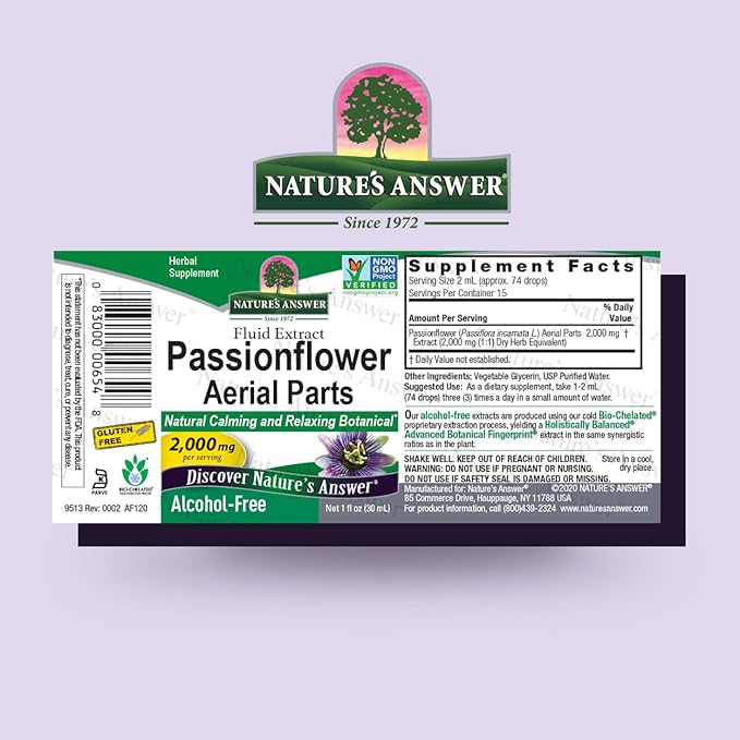 Nature's Answer Passion Flower 2000mg 1oz Extract | Liquid Herbal Tincture Supplement Drops | Natural Botanical | Non-GMO, Alcohol & Gluten-Free, Vegan 1oz | 2 Pack
