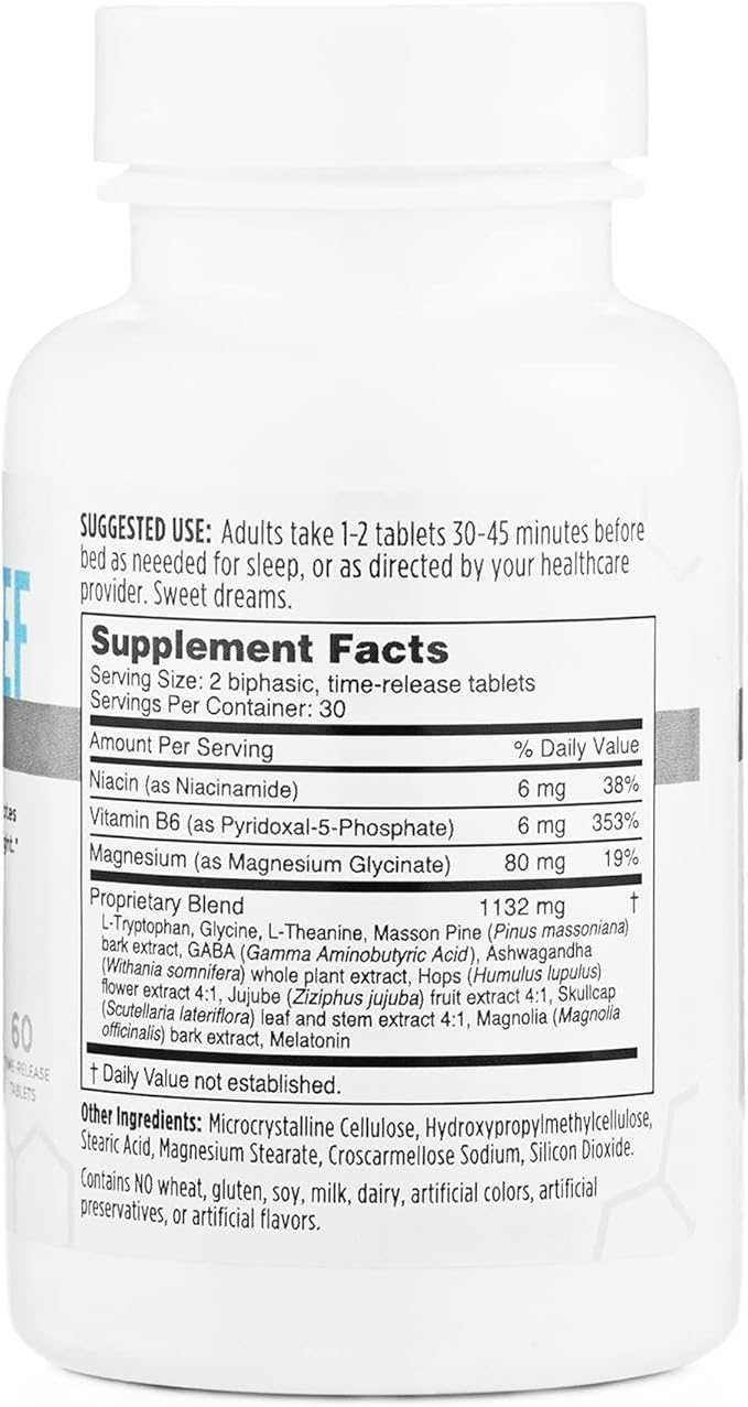 Sleep Relief Melatonin Natural Formula | Soothing Bedtime Supplement | Sleep Support with Magnesium and L-Theanine | 60ct Tablets