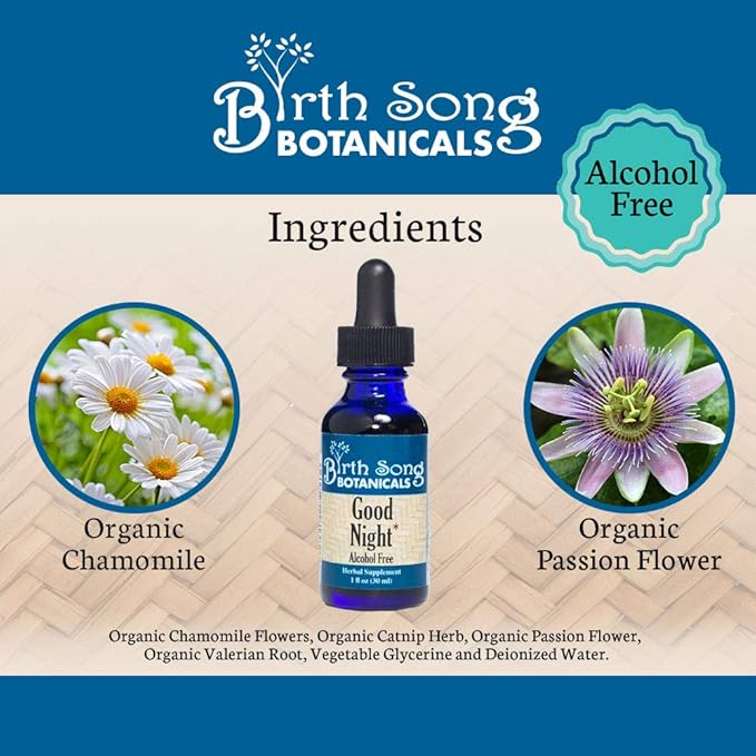 Good Night Tincture, Natural Herbal Sleep Aid Supplement with Valerian Root and Chamomile, 1oz Bottle