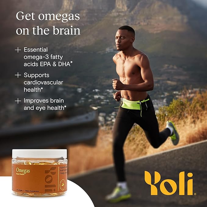 Yoli® - Omegas - Fish Oil Omega 3 Supplement with Vitamin D3 - Fish Oil Capsules with EPA and DHA Omega 3 Fatty Acids for Heart Health Support