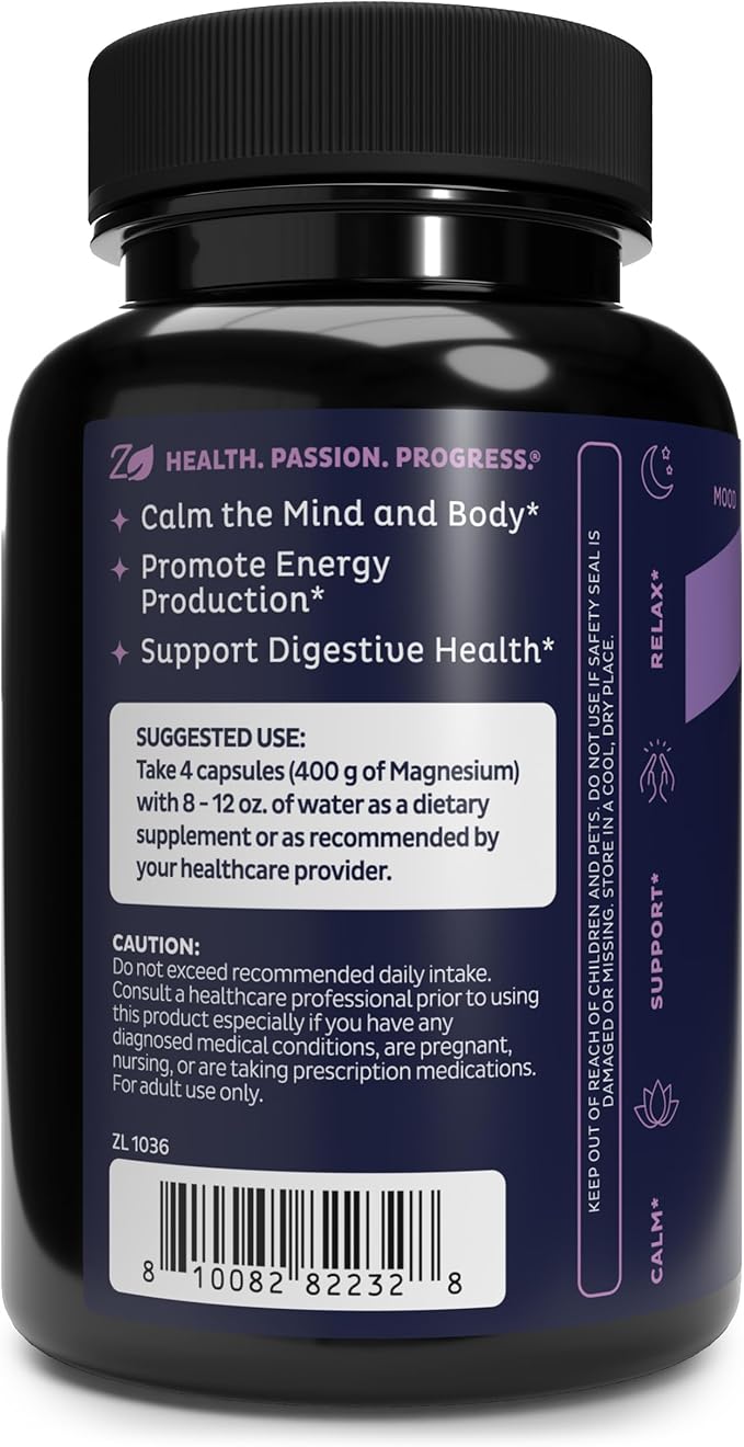 Zeal Premium Chelated Magnesium Citrate (400mg | 180 Capsules)