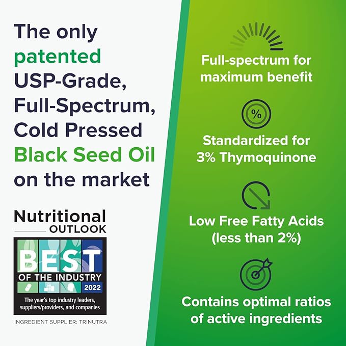 Cold Pressed Black Seed Oil | Patented Full-Spectrum Formula with 3% Thymoquinone | USP-Grade for Purity & Efficacy | Supports Immunity, Skin & Joint Health | 2 Pack