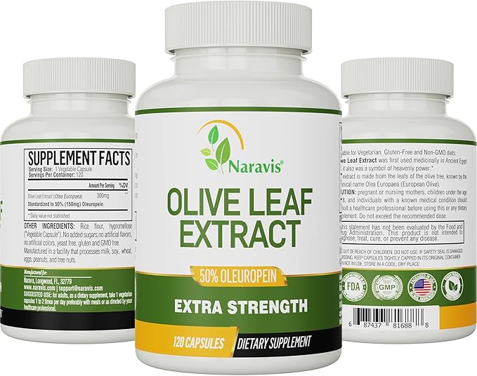 Olive Leaf Extract - 4-Month Supply - 50% Oleuropein Highest Concentration