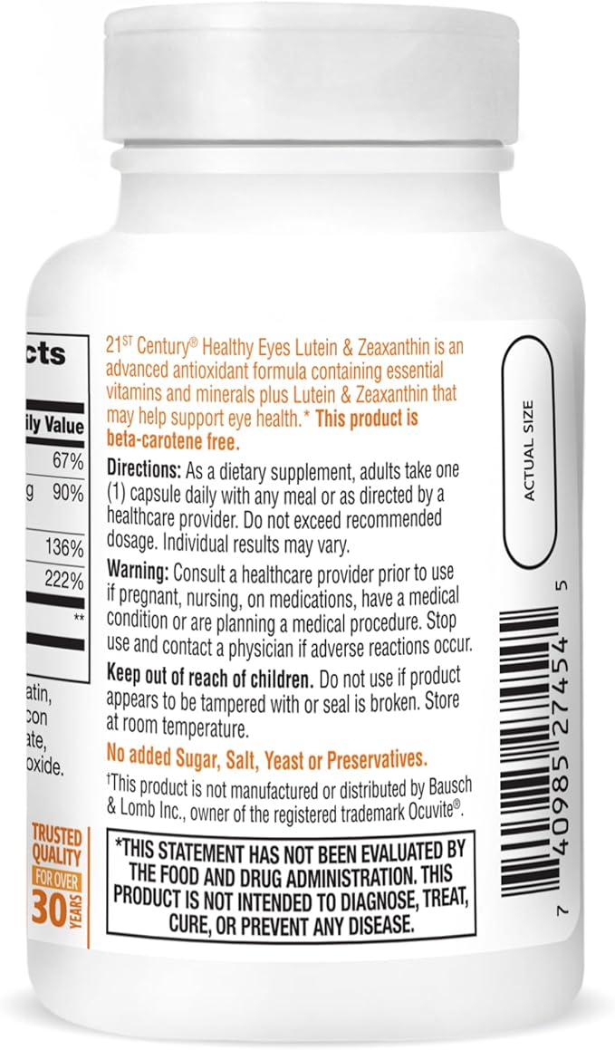 21st Century Healthy Eyes Lutein and Zeaxanthin Capsules, 60 Count (27454)