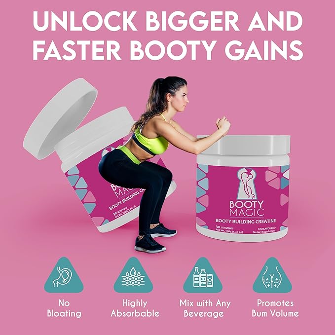Booty Building Creatine - Unveil Glute Gains and Muscle Growth for Women, Micronized for Enhanced Big Booty Results - 30 Servings