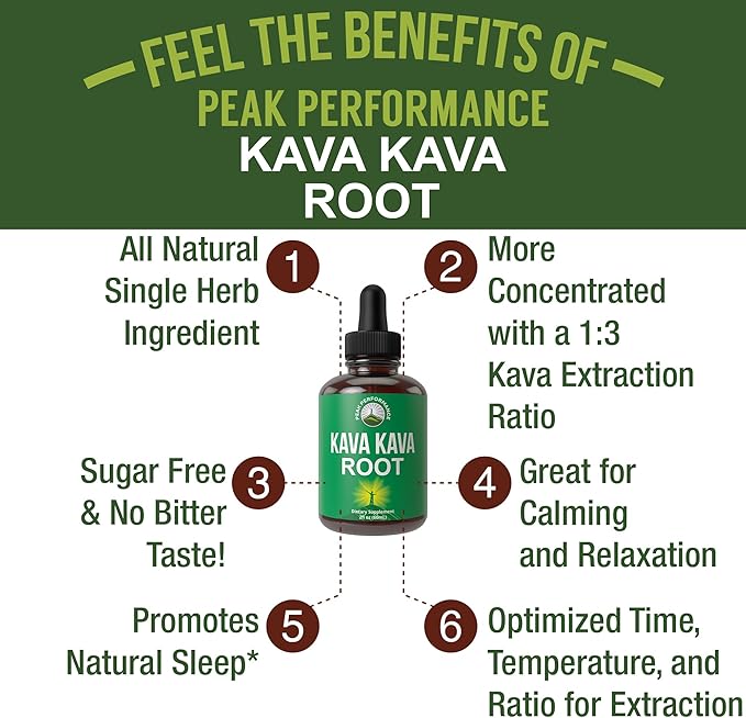Kava Kava Root Extract Calming Liquid Drops More Concentrated - 1:3 Extraction Ratio. Vegan Supplement Aid for Relaxation, Calming, Natural Sleep. Sugar Free Gluten Free USA Tested Tincture