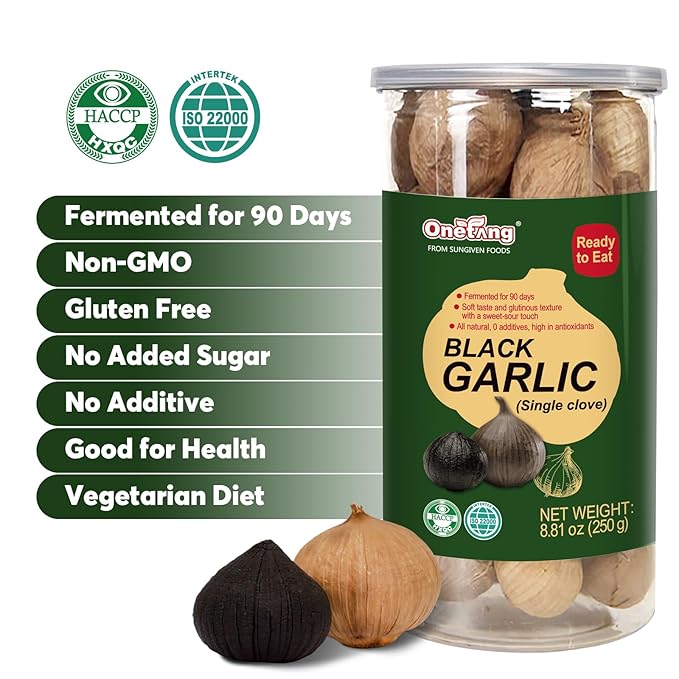 ONETANG Black Garlic 250g, Whole Black Garlic Fermented for 90 days, 0 additives, high in antioxidants 8.81 oz(pack of 2)