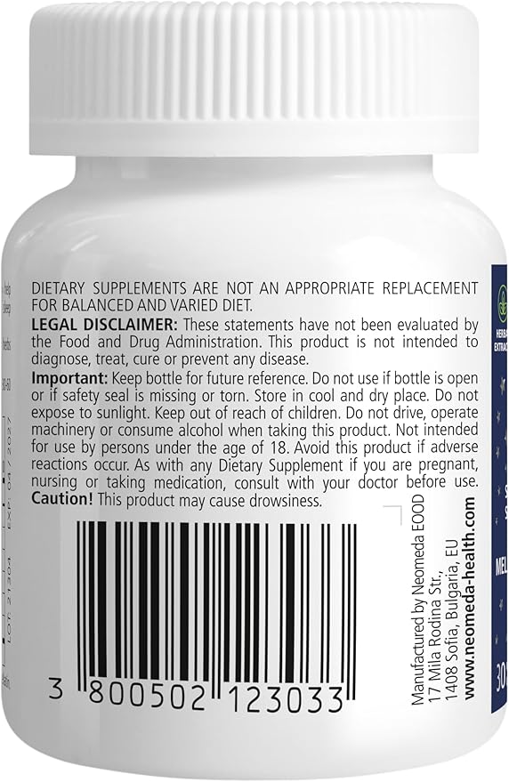 Melatonin Sleep Herbal Blend - Natural Support for Restful Nights with 5mg Melatonin & Calming Herbs - Drug-Free Dietary Supplement, 30 Capsules, 30-Day Supply