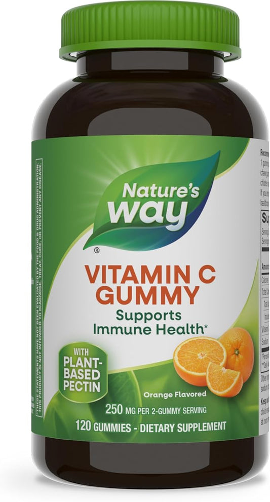 Nature’s Way Vitamin C Gummies, Support Immune Health*, Antioxidant, 250 mg per 2-gummy Serving, Orange Flavored, 120 Gummies (Packaging May Vary)
