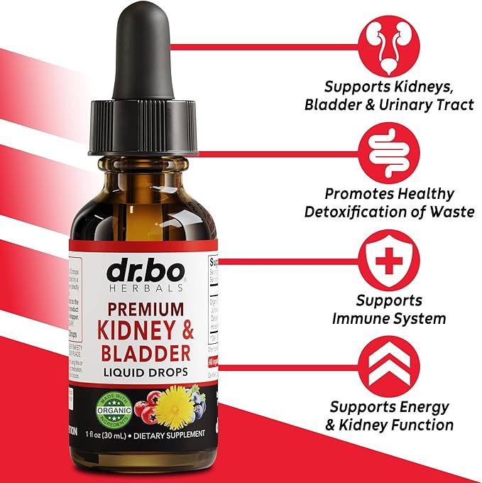 Kidney Cleanse Detox Support Supplement & Bladder Health Drops - Organic Kidney Bladder Supplements Drops & Pills Juniper Berry Cleavers Dandelion Cranberry - Kidneys Renal & Urinary Tract Supplements