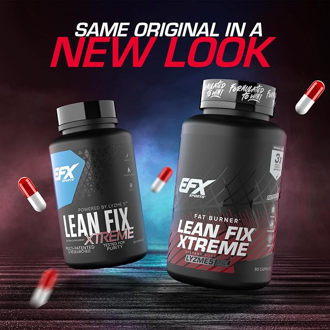 EFX Sports Lean Fix Xtreme | Weight Loss Supplement | Multi-Patented, Fat Burning Formula | Powered by Lyzme 5 | 30 Servings, 90 Capsules