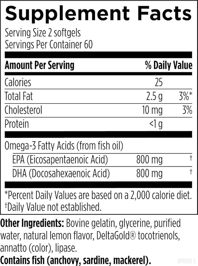 Designs for Health OmegAvail Hi-Po - TG (Triglyceride) Omega-3 Fish Oil Supplement, 1600mg EPA/DHA per Serving with Lemon + Vitamin E to Minimize Fishy Taste (120 Softgels)