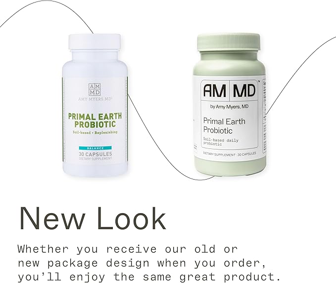 Amy Myers MD Prescription Strength Soil Based Probiotic Three Strains - Primal Earth SBO Probiotics for Normal Bowel Pattern & Healthy GI Microflora - Supports Stomach Discomfort, Bloating and Nausea