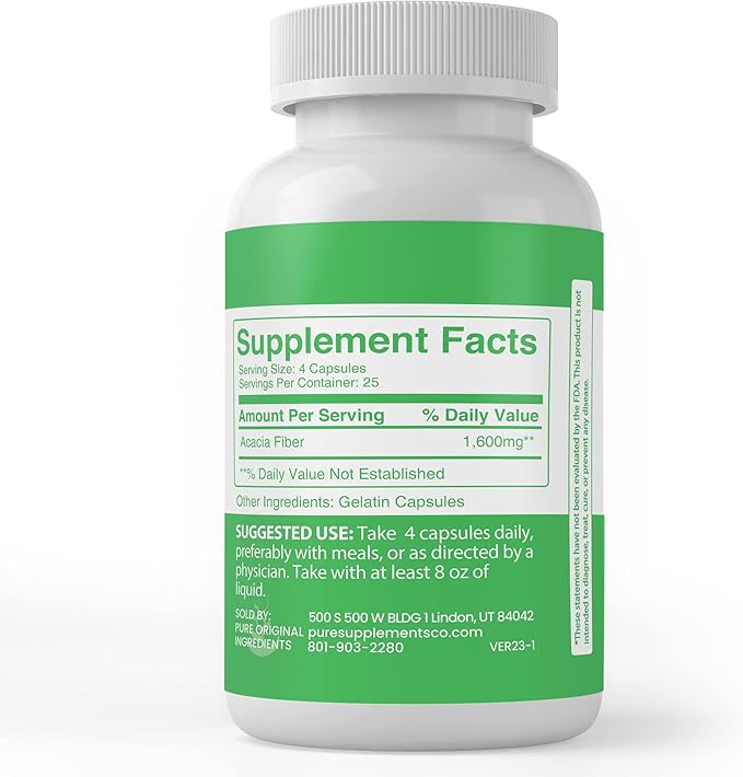PURE ORIGINAL INGREDIENTS Prebiotic, (100 Capsules) Always Pure, No Additives Or Fillers, Lab Verified