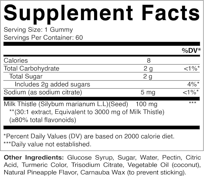 Vitamatic 2 Pack Milk Thistle Gummies- 10000 mg Equivalent Per Serving (from 50:1 Extract 200 mg)- Liver Detox & Anti Oxidant Health - Min. 80% Silymarin Flavonoids - 60 Pectin Based Gummies