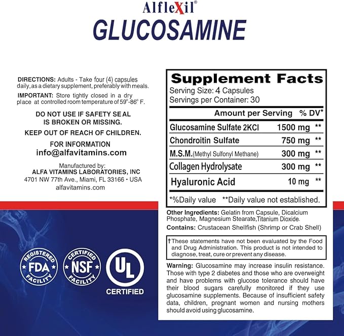 Premium Glucosamine & Chondroitin Nutritional Supplement - Healthy Joint, Bone & Knee Support - Rich in MSM & Collagen - Organic Natural Ingredients - Made in USA - 120 Capsules 2 Pack