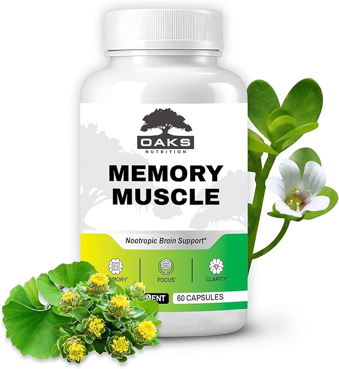 Memory Muscle - Nootropic Brain Support for Memory, Enhanced Focus & Mental Clarity - Featuring B12 for Energy