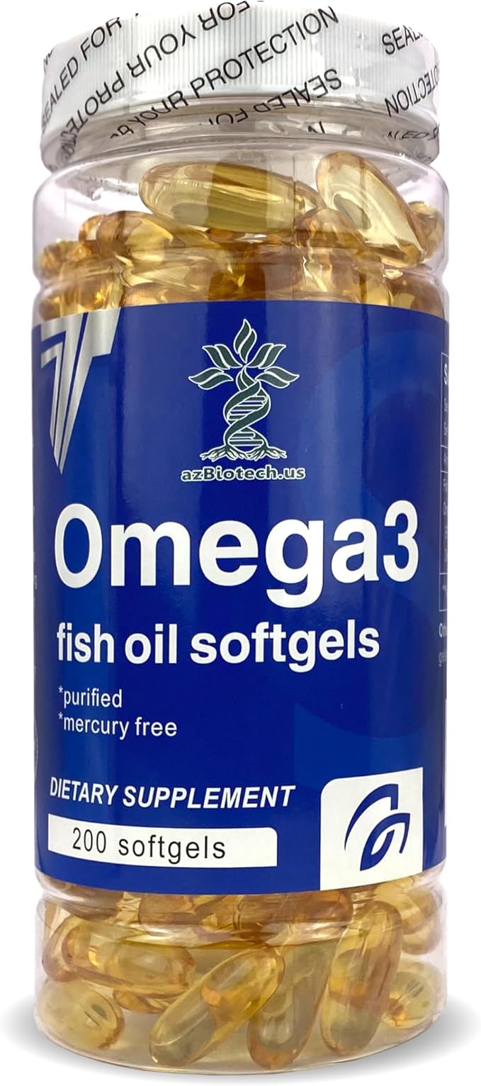 Fish Oil 1000 mg Softgels, 300 mg Omega 3 Supplements, 200 Softgels, 100 Days Supply
