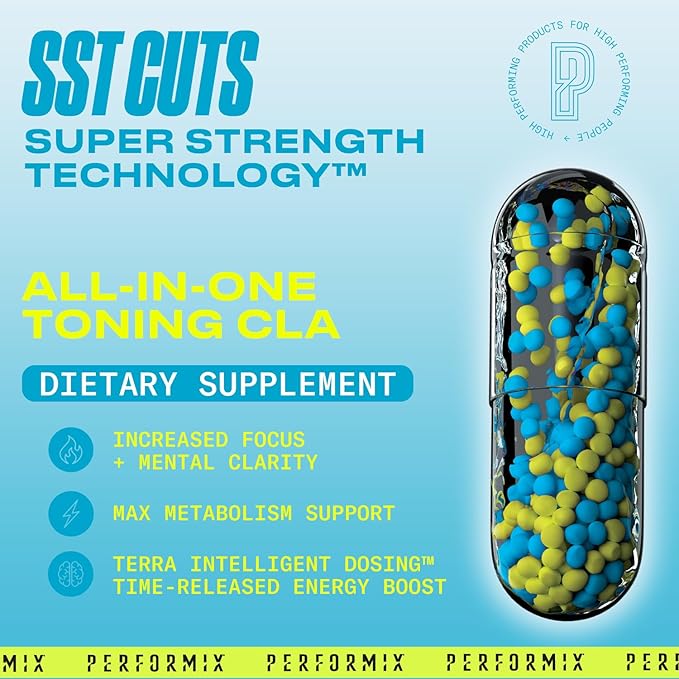 PERFORMIX - SST Cuts - Thermogenic with CLA - Energy, Focus & Mood - Metabolism Support - Hunger Control - Nootropic - Pre Workout - Men & Women - 160 Servings - 2 Pack