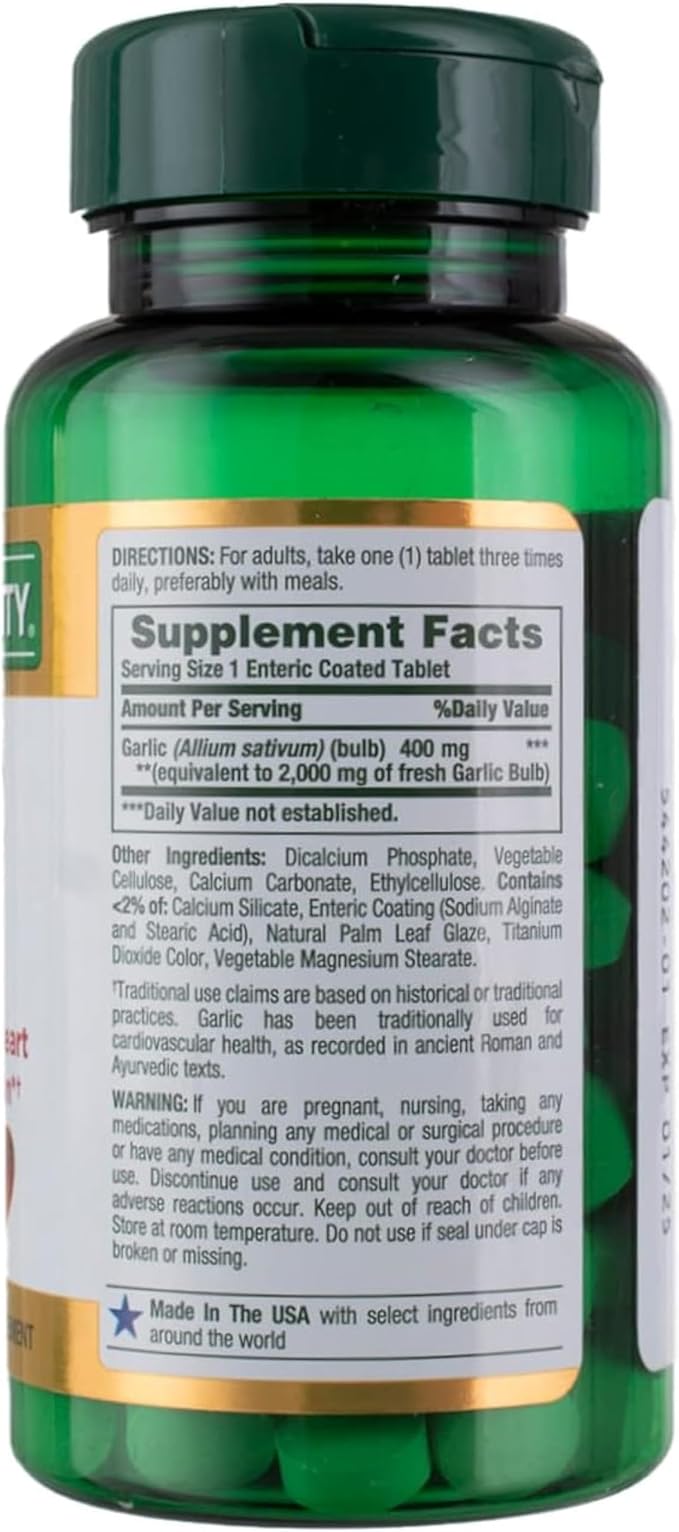 Nature's Bounty Garlic 2000mg, Tablets 120 ea (Pack of 6)