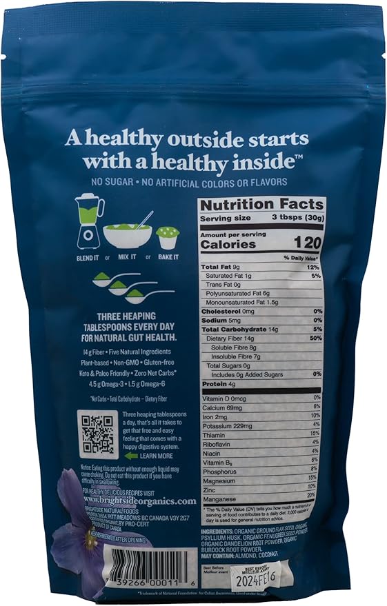 All-Natural Organic Fiber Powder Supplement, Plant-Based Whole Food Ingredients, No Artificial Colors or Flavors