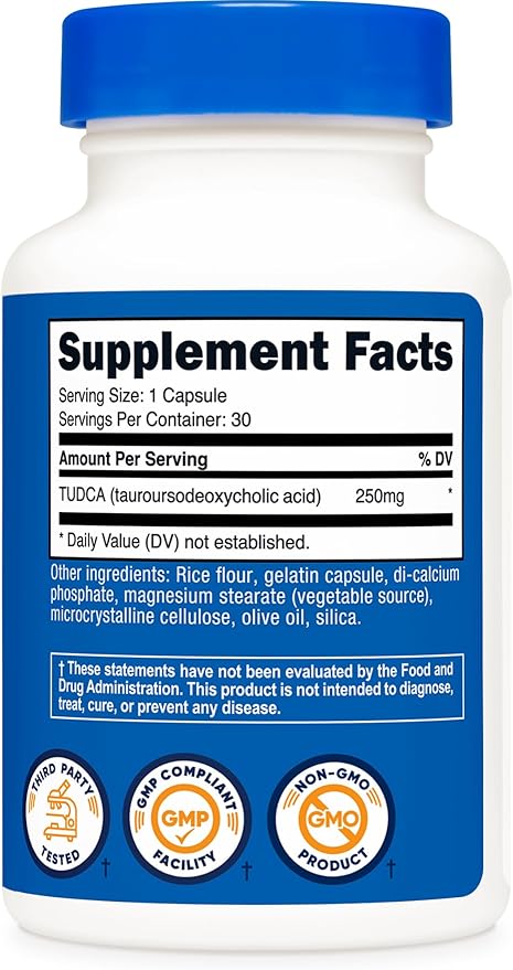 Nutricost Tudca 250mg, 30 Capsules (Tauroursodeoxycholic Acid) - Gluten Free, Non-GMO