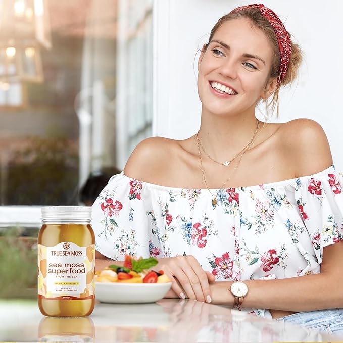 TrueSeaMoss Wildcrafted Irish Sea Moss Gel - Made with Dried Seaweed & Fresh Sea Vegetables, Seamoss, Antioxidant Supports Digestion - Made in USA (Mango/Pineapple, Pack of 3)